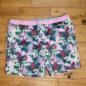 Goodfellow & Co Pink Tropical Parrot Swim Trunks